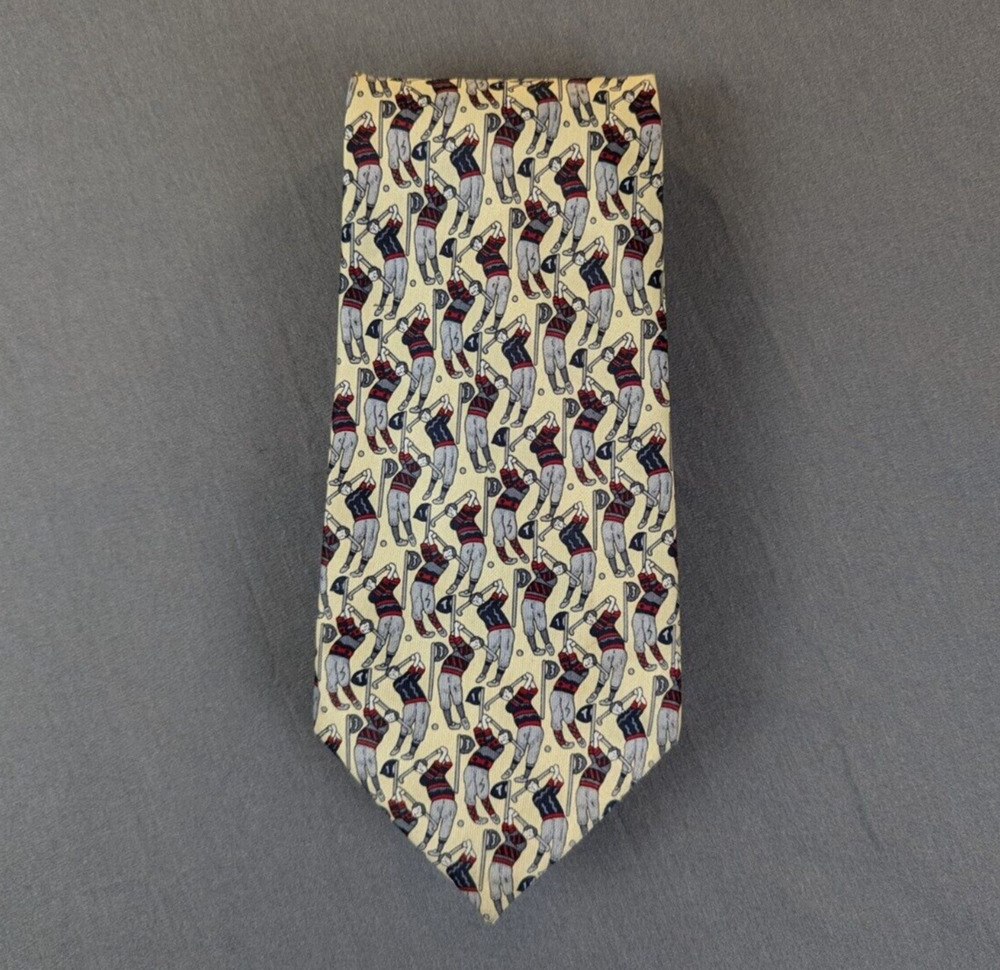 Rene Chagal Necktie Men's Silk Golf Print Handmade Vintage